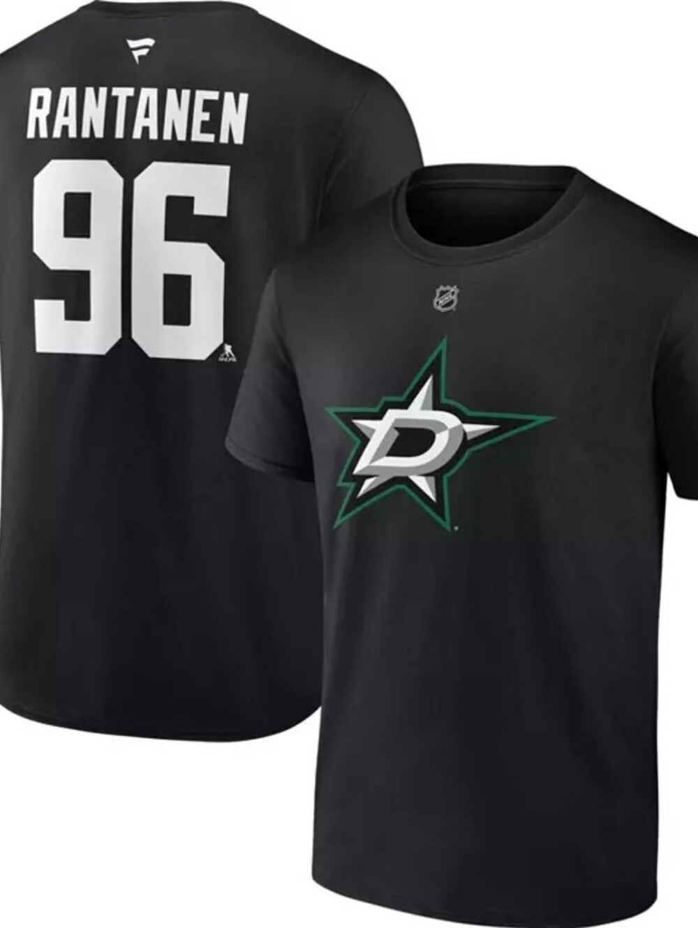 Fantatics Dallas Stars TShirt M Black Mikko Rantanen #96 Logo Hockey NWT NHL